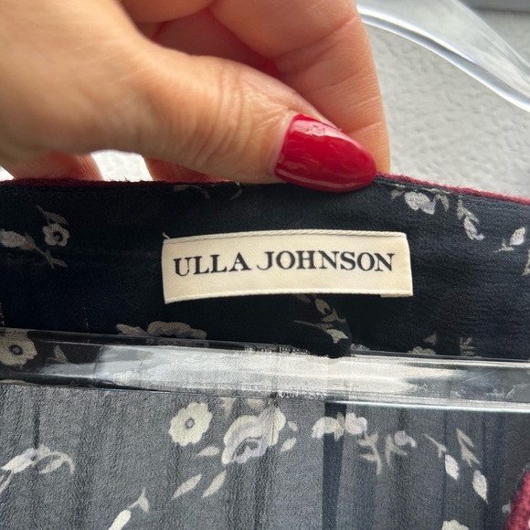 Ulla Johnson Top 100% Silk Embroidered Floral Anosha Women 8 Flutter Sleeve Boho - Picture 6 of 14